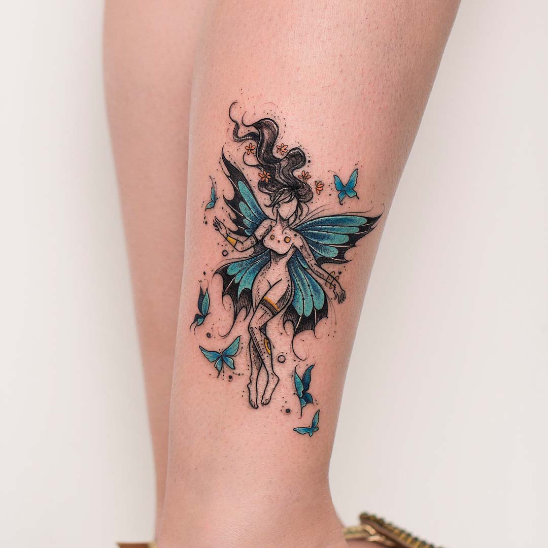 fairy tattoo on ankle
